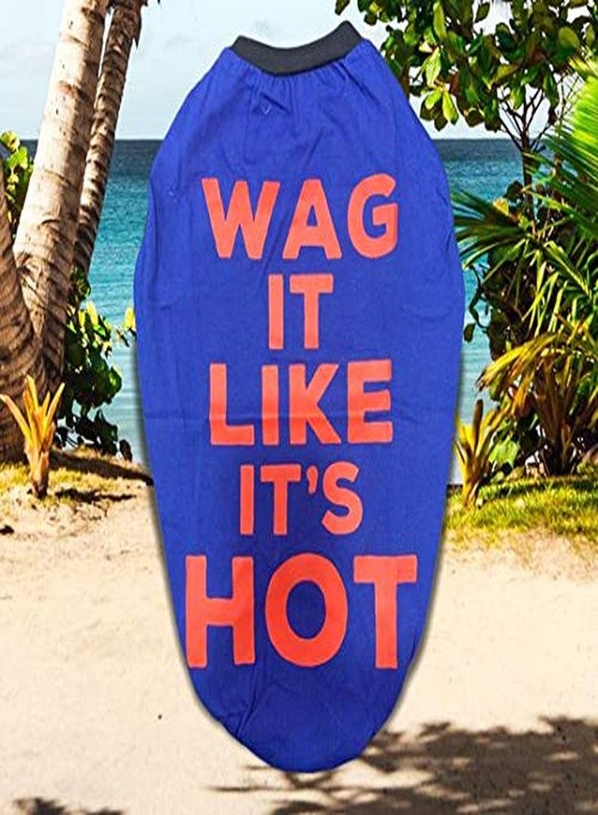 CHOOSTIX Summer Dog T-Shirt, Wag It Like It's Hot, Royal Blue, 28", 200g - Image 2